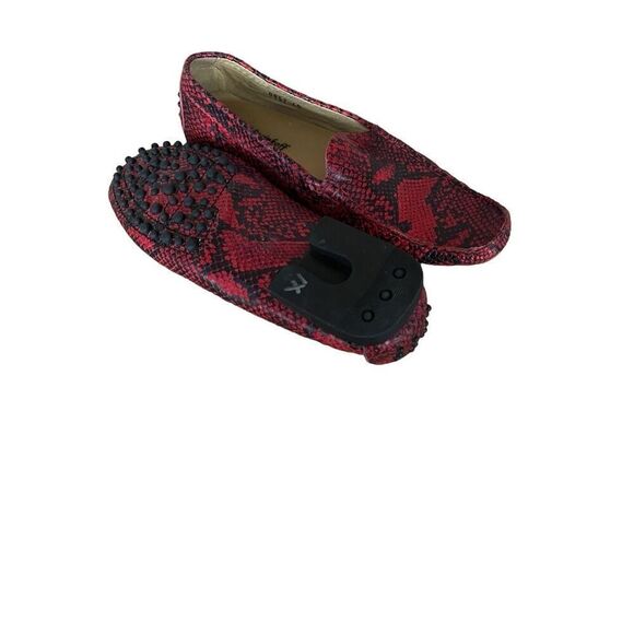 Michael Pasinkoff Womens Red Snakeskin Leather Slip On Moccasin Size 40 - Picture 6 of 8